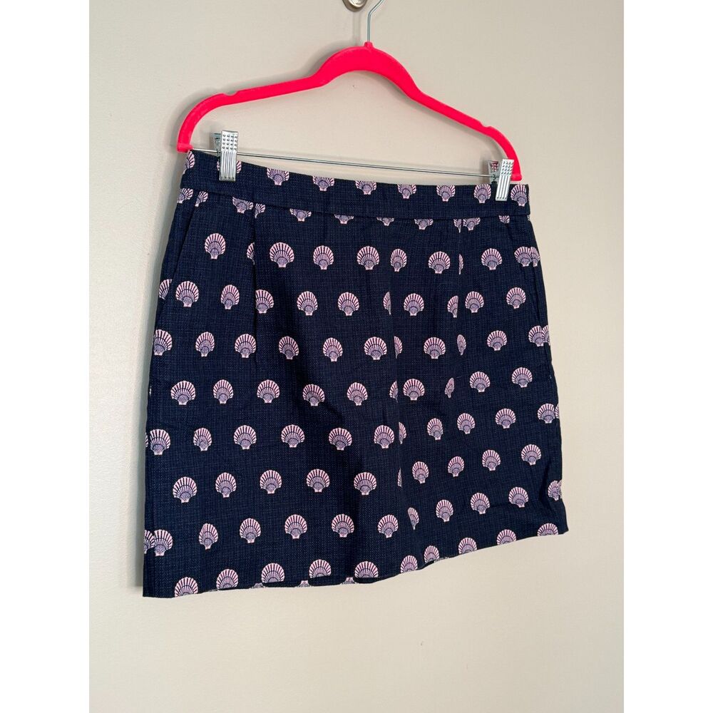 J.Crew Navy Shell Print Mini Skirt Size 12 Preppy Coastal Summer - Picture 4 of 8